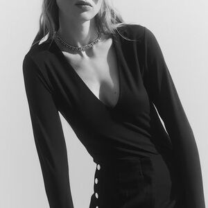 H&M Black V-Neck Bodysuit